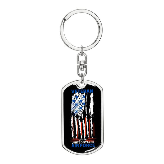 Veteran (Air Force)(Add Your Words) - Dog Tag Keychain