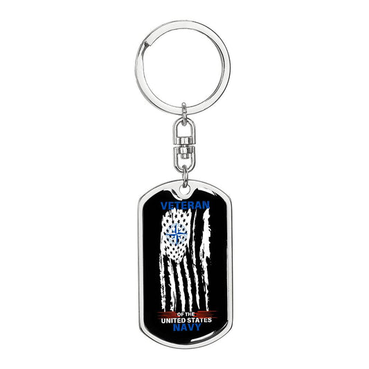 Veteran (Navy)(Add Your Words)- Dog Tag Keychain