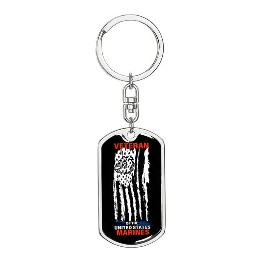 Veteran (Marines) (Add Your Words)-Dog Tag Keychain