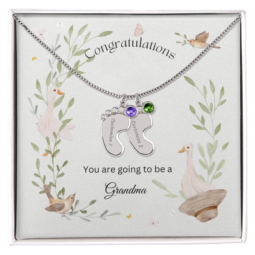 Congratulations  - For Grandmothers, Nanas, MeeMaws etc... - Baby Feet Necklace