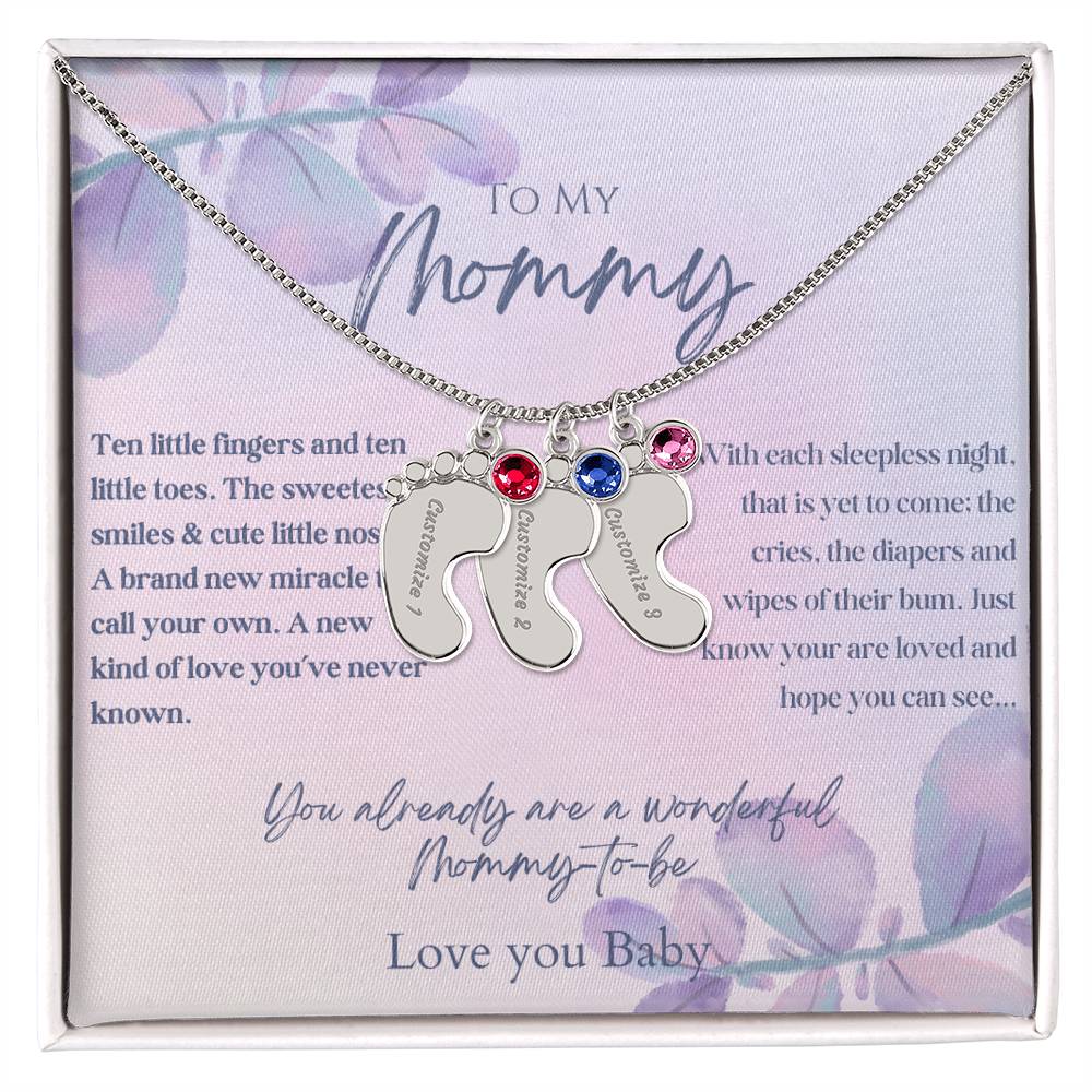 To My Mommy - Baby Feet Necklace