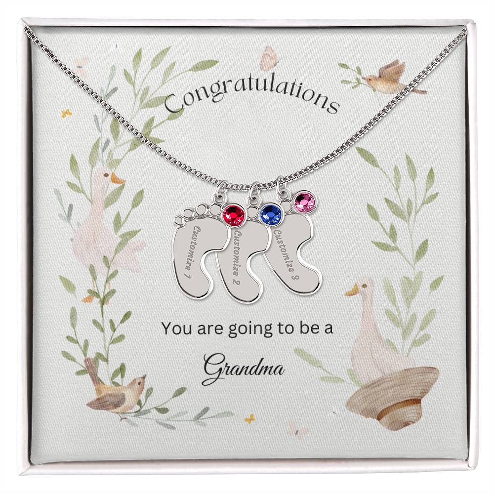 Congratulations  - For Grandmothers, Nanas, MeeMaws etc... - Baby Feet Necklace