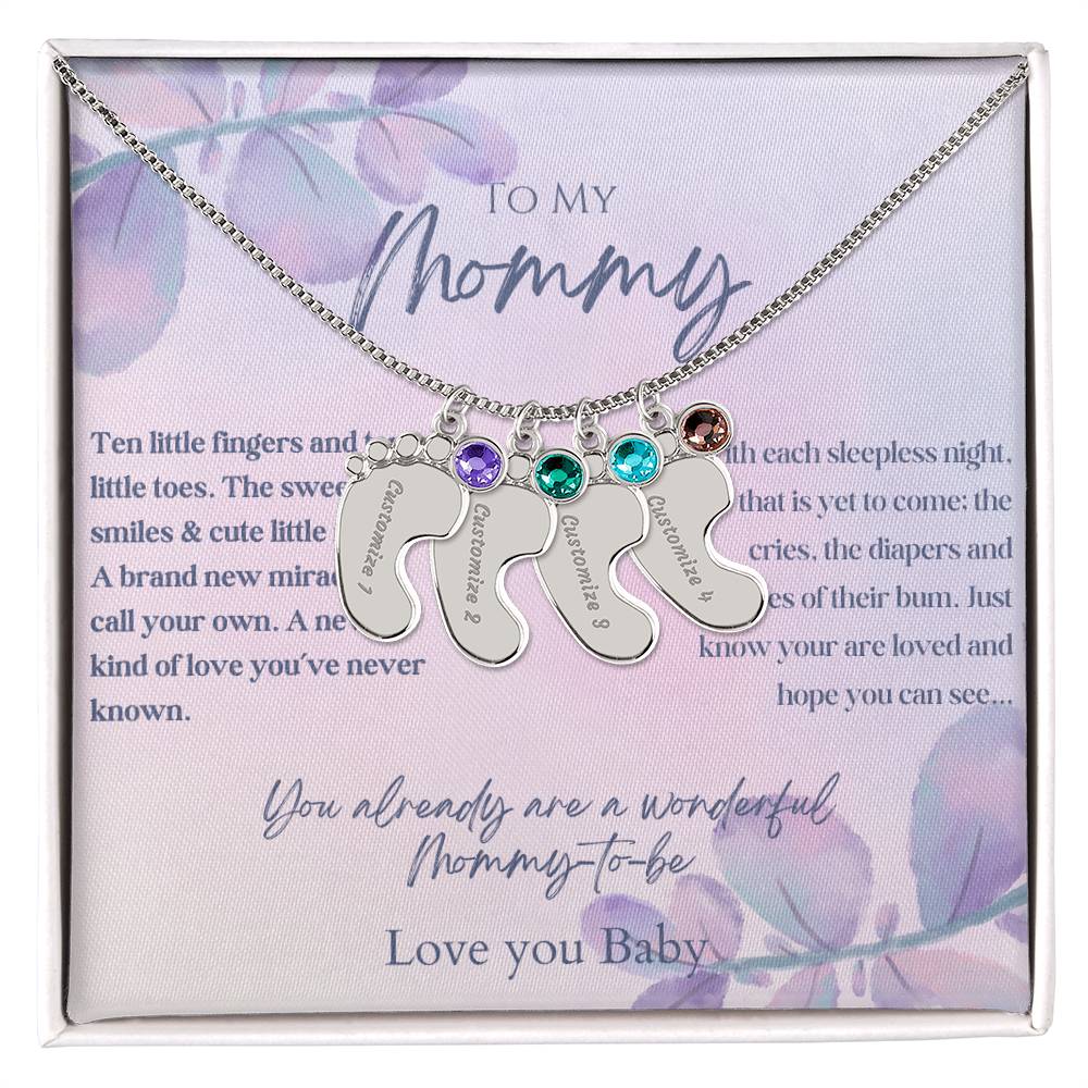 To My Mommy - Baby Feet Necklace