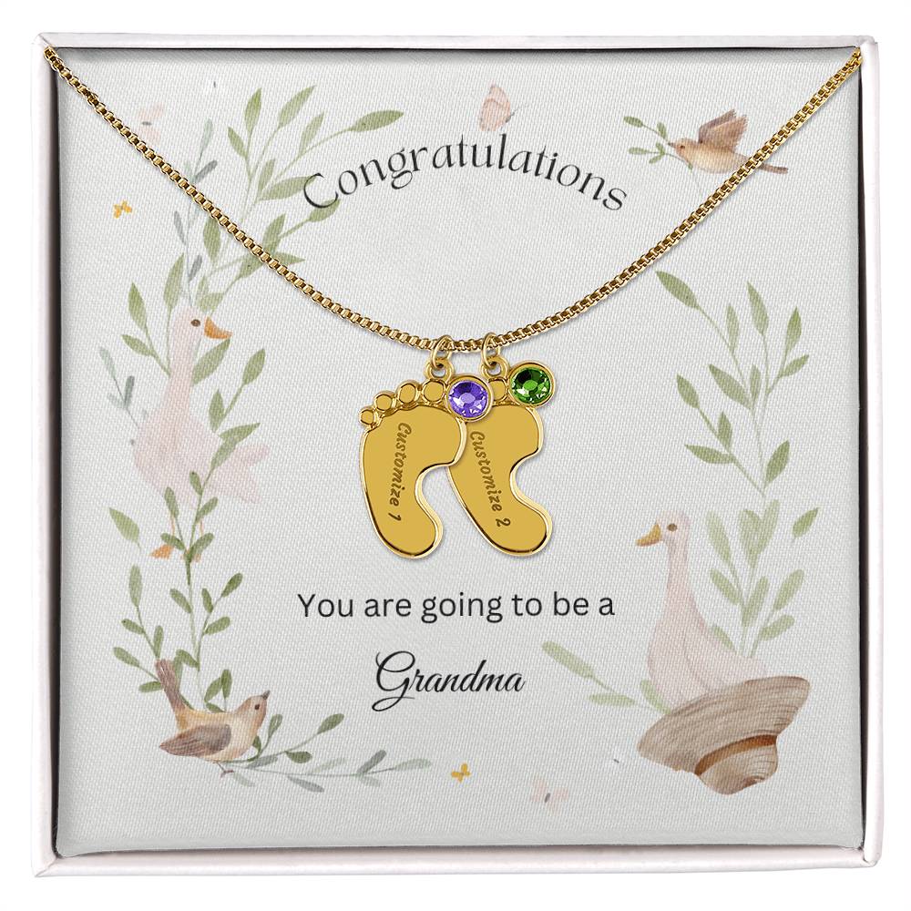 Congratulations  - For Grandmothers, Nanas, MeeMaws etc... - Baby Feet Necklace