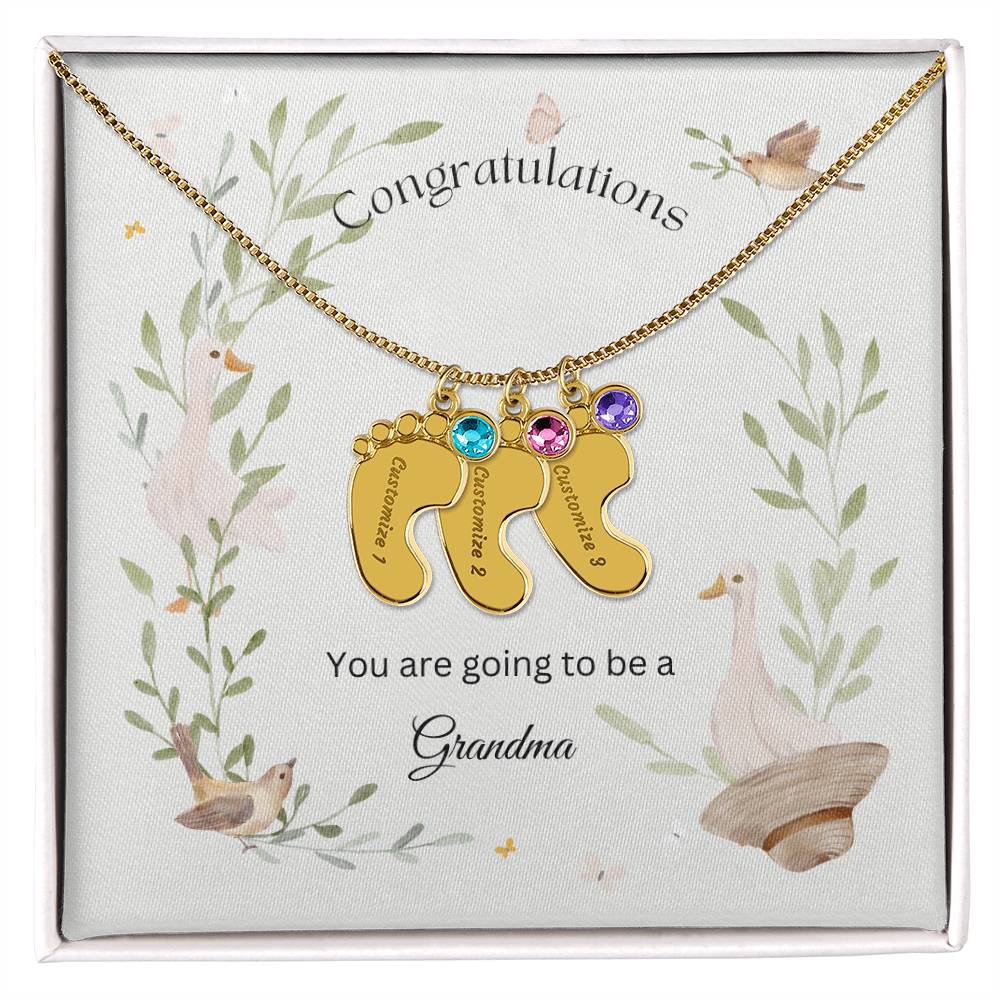 Congratulations  - For Grandmothers, Nanas, MeeMaws etc... - Baby Feet Necklace