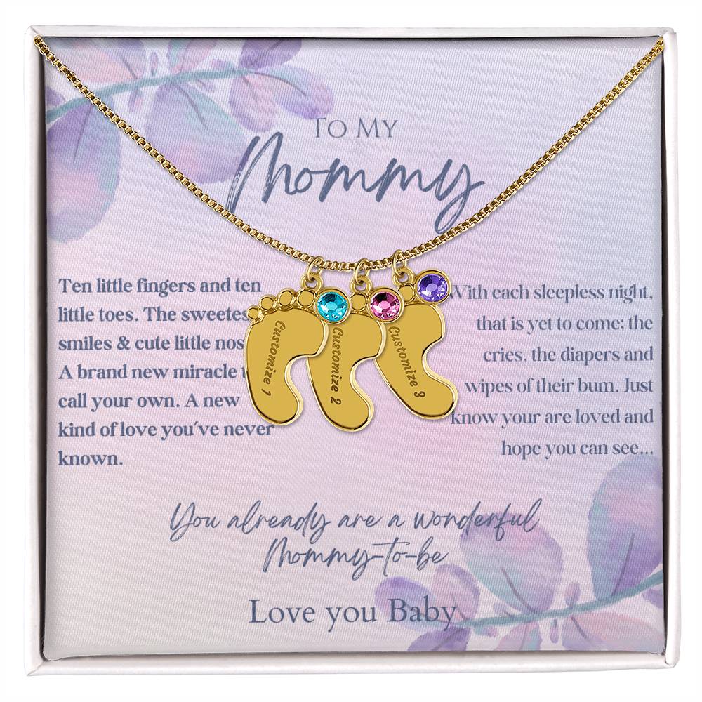 To My Mommy - Baby Feet Necklace