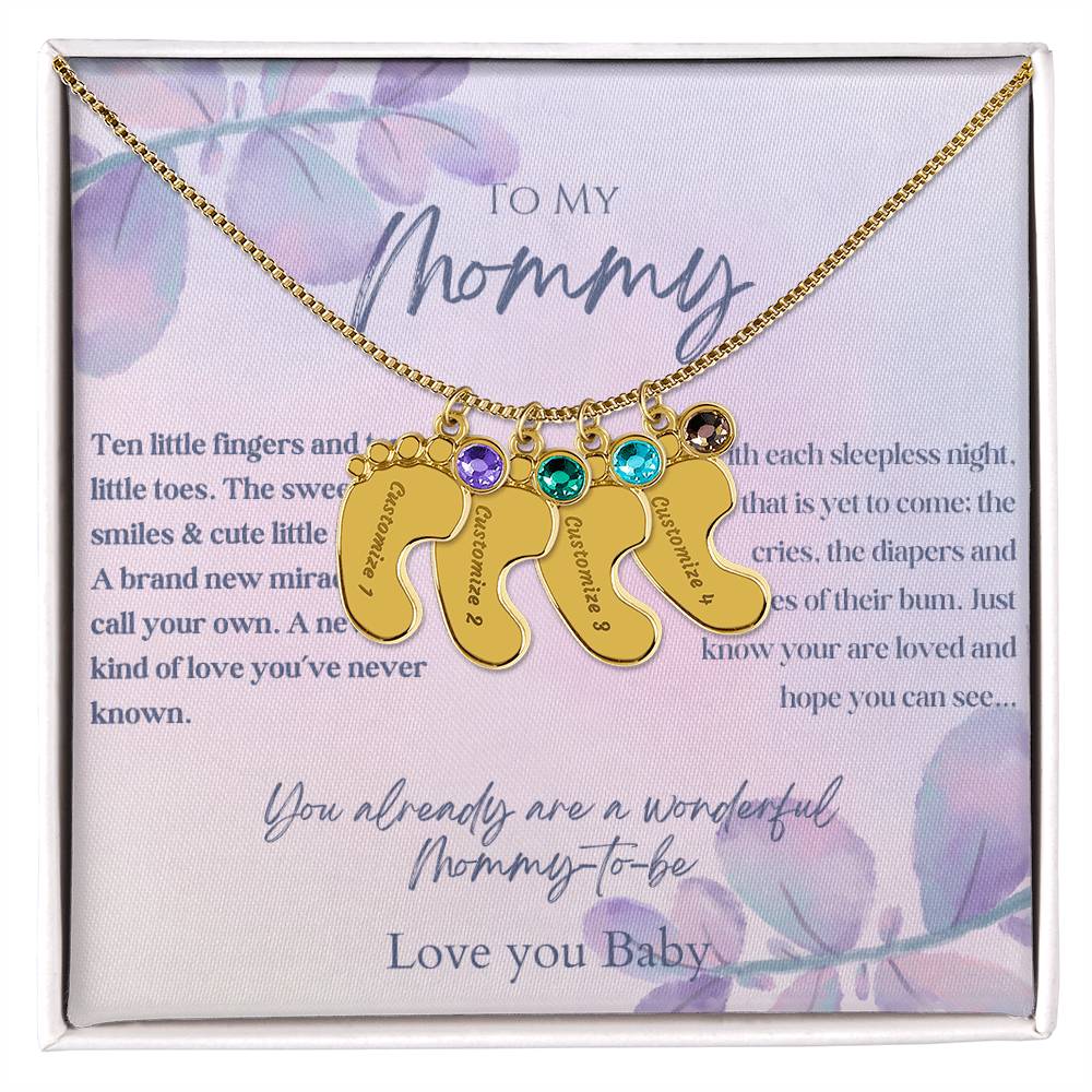 To My Mommy - Baby Feet Necklace