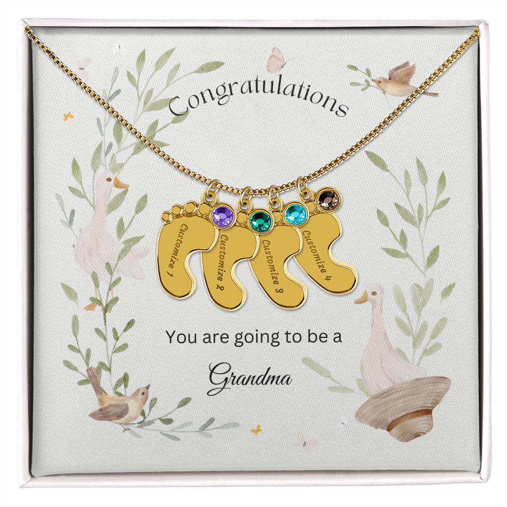 Congratulations  - For Grandmothers, Nanas, MeeMaws etc... - Baby Feet Necklace