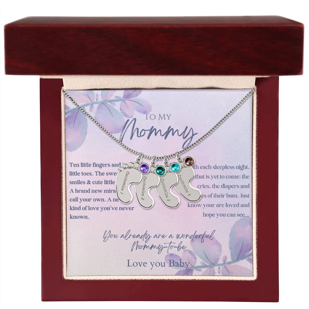 To My Mommy - Baby Feet Necklace