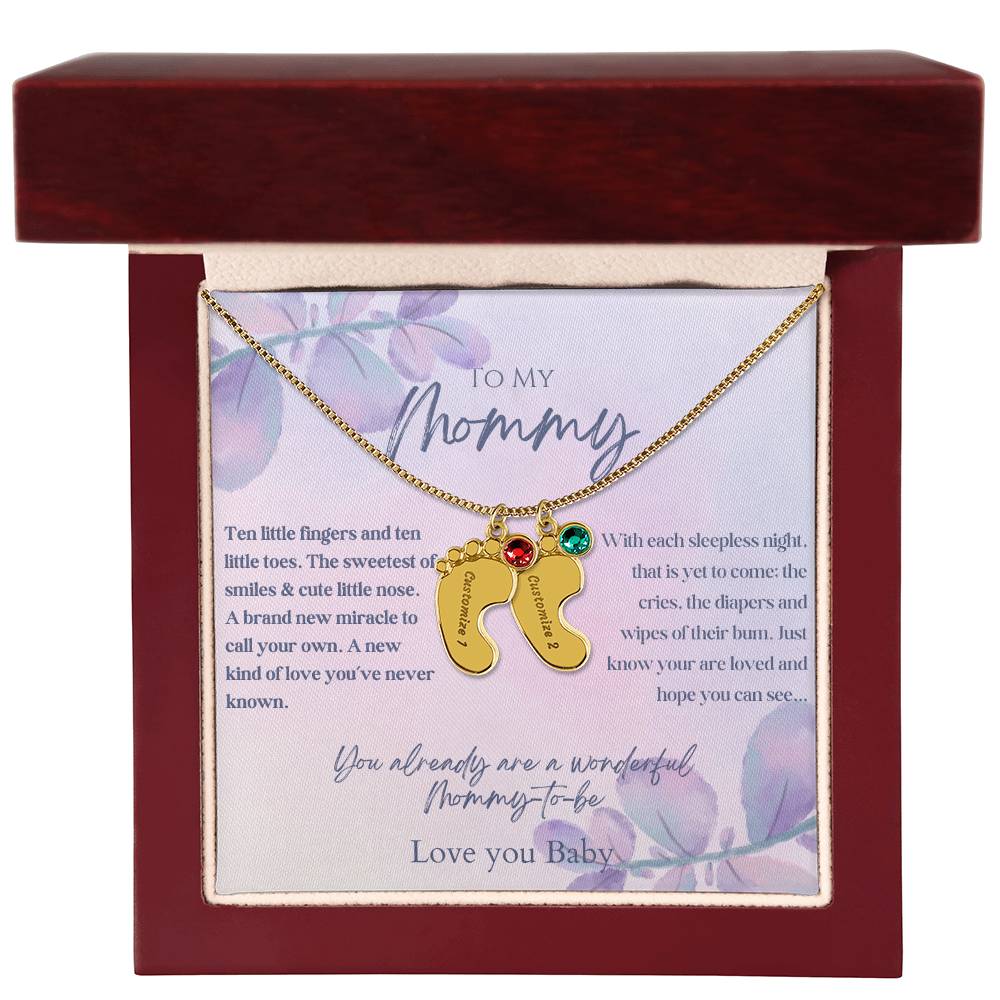 To My Mommy - Baby Feet Necklace