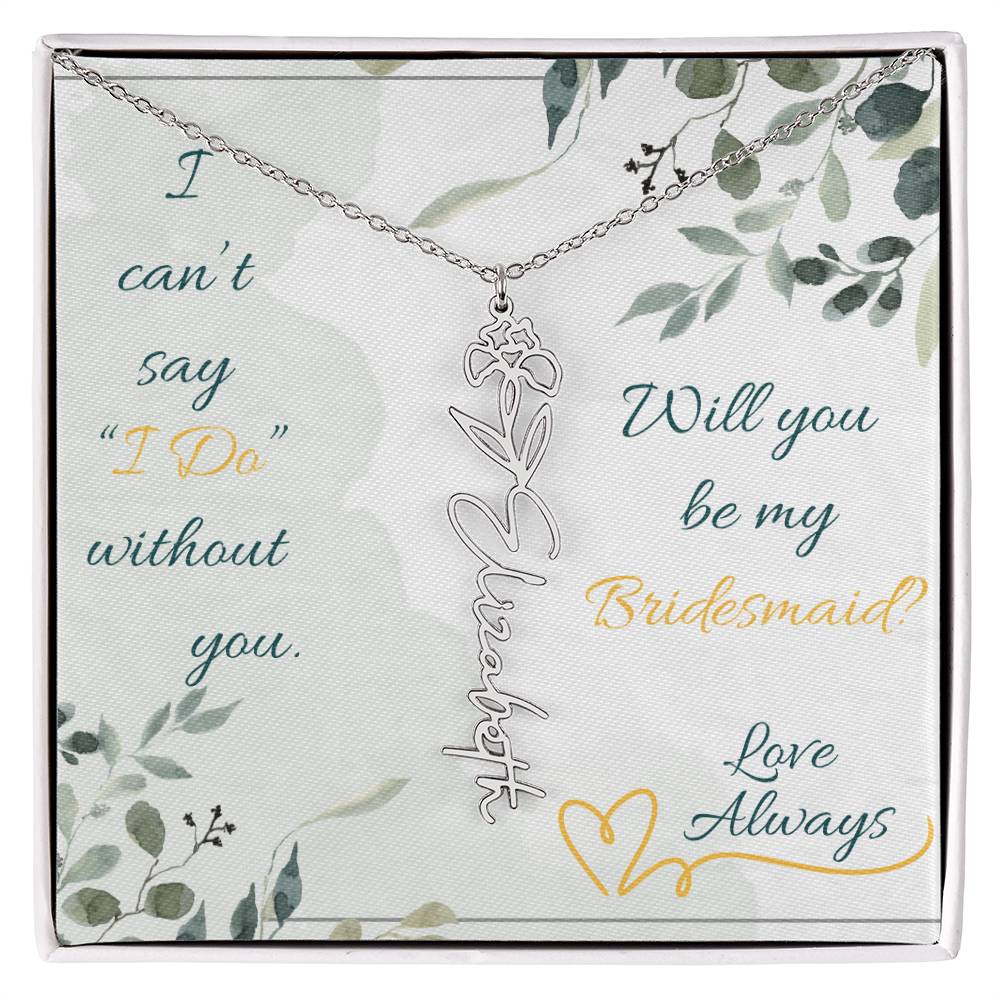 Bridesmaid - Flower Name Necklace