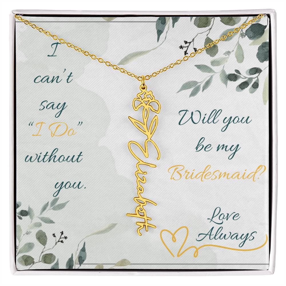 Bridesmaid - Flower Name Necklace