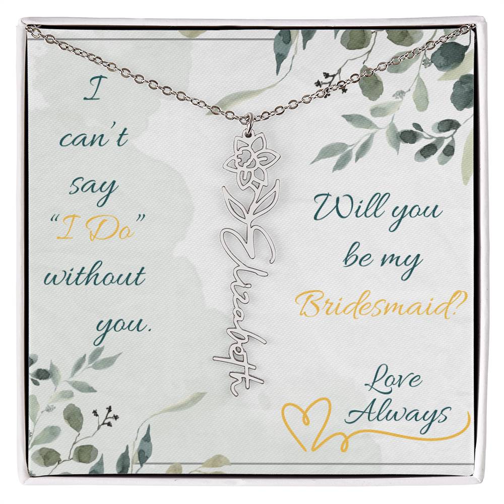 Bridesmaid - Flower Name Necklace