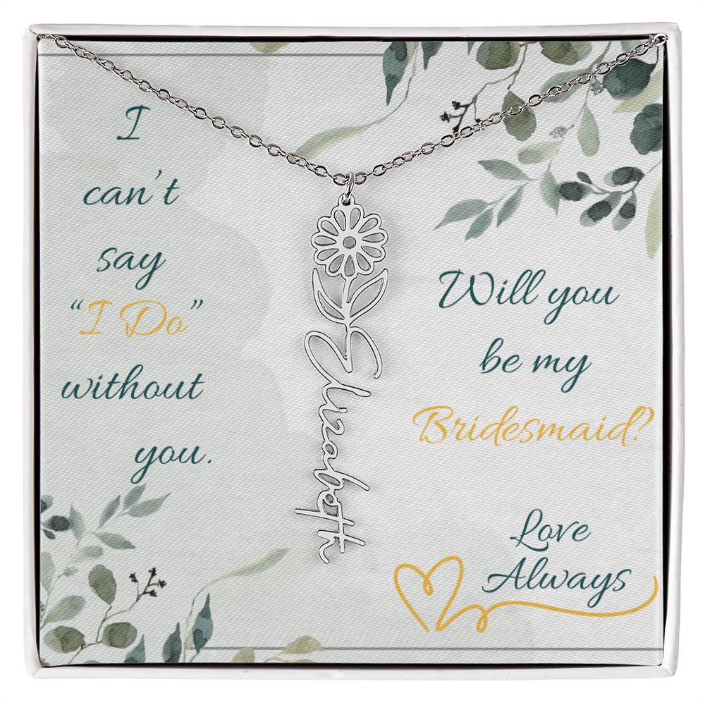 Bridesmaid - Flower Name Necklace