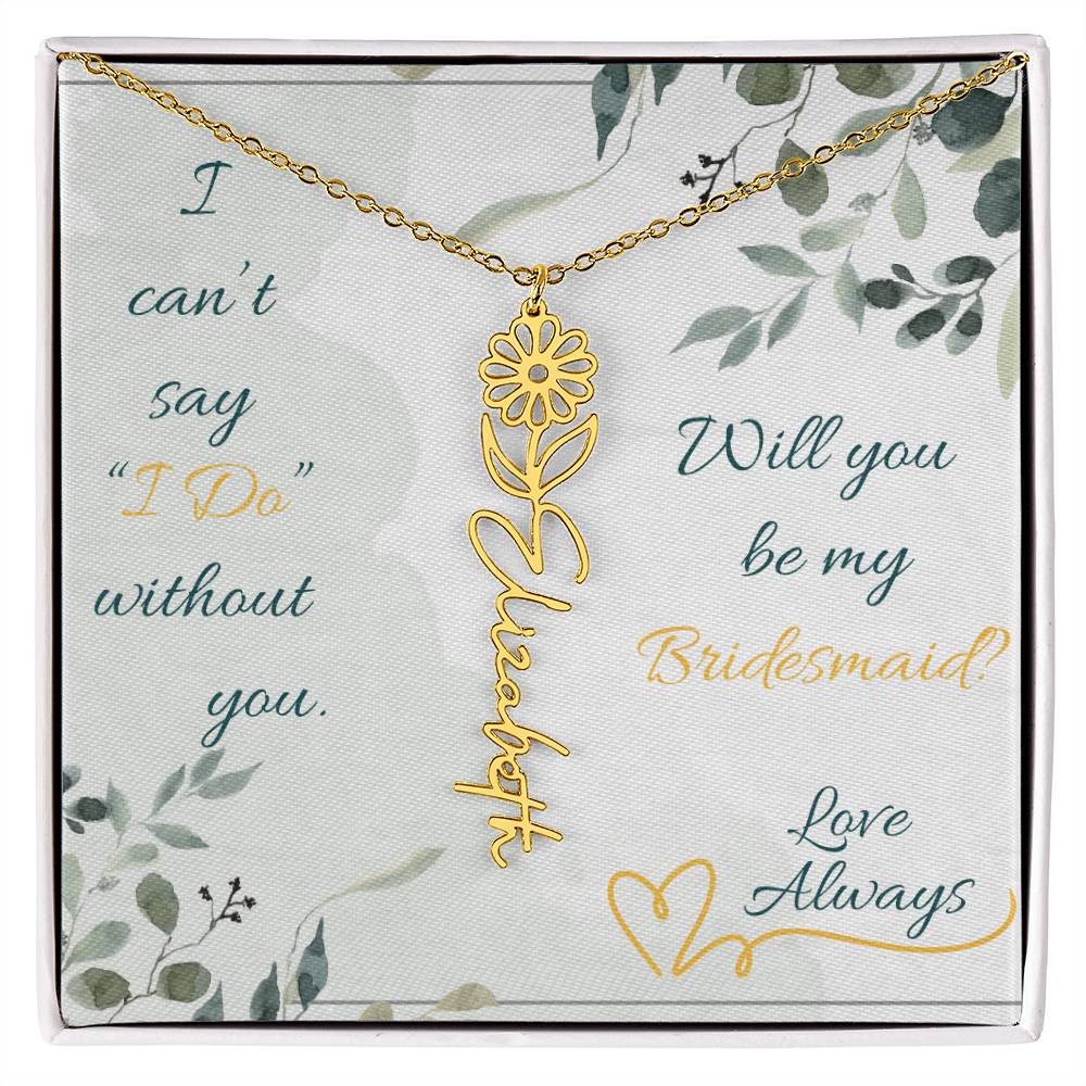 Bridesmaid - Flower Name Necklace