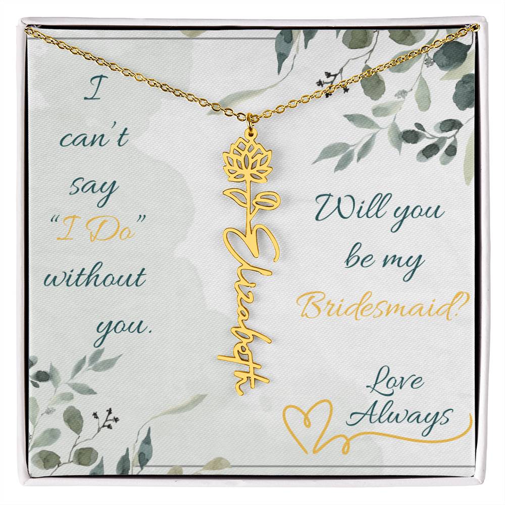 Bridesmaid - Flower Name Necklace