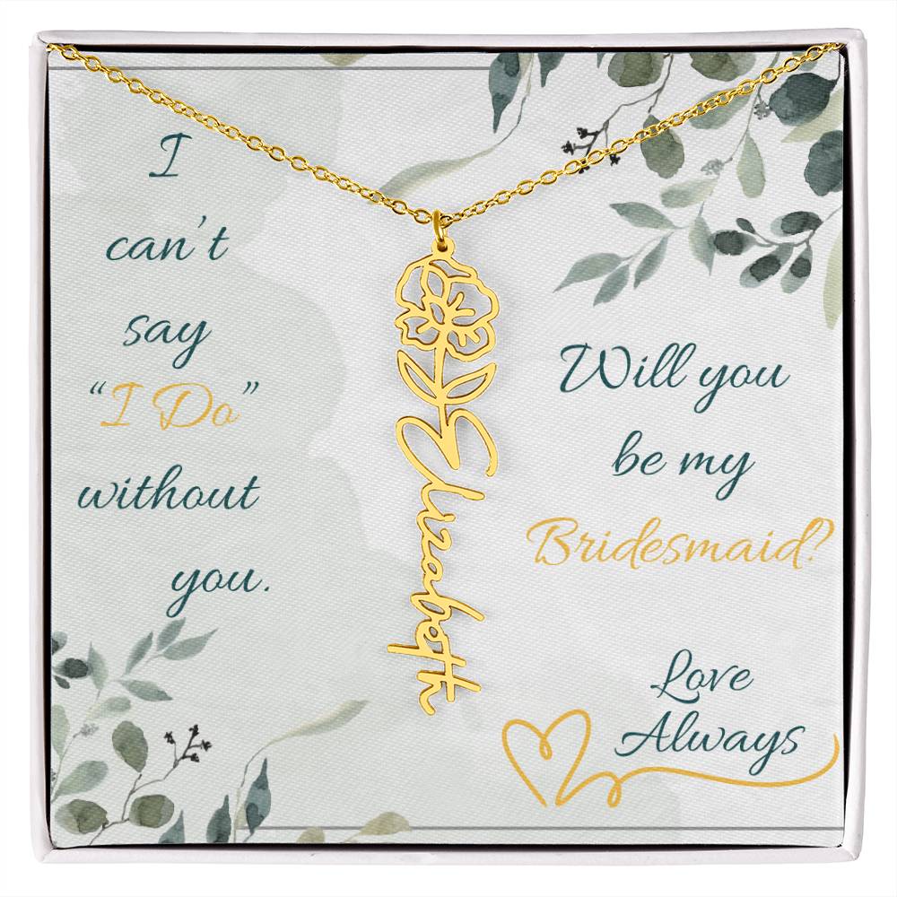 Bridesmaid - Flower Name Necklace