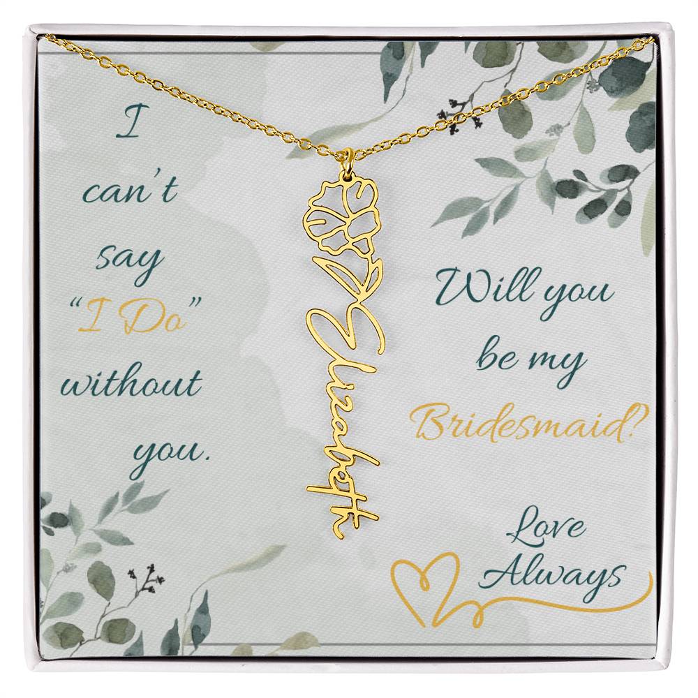 Bridesmaid - Flower Name Necklace