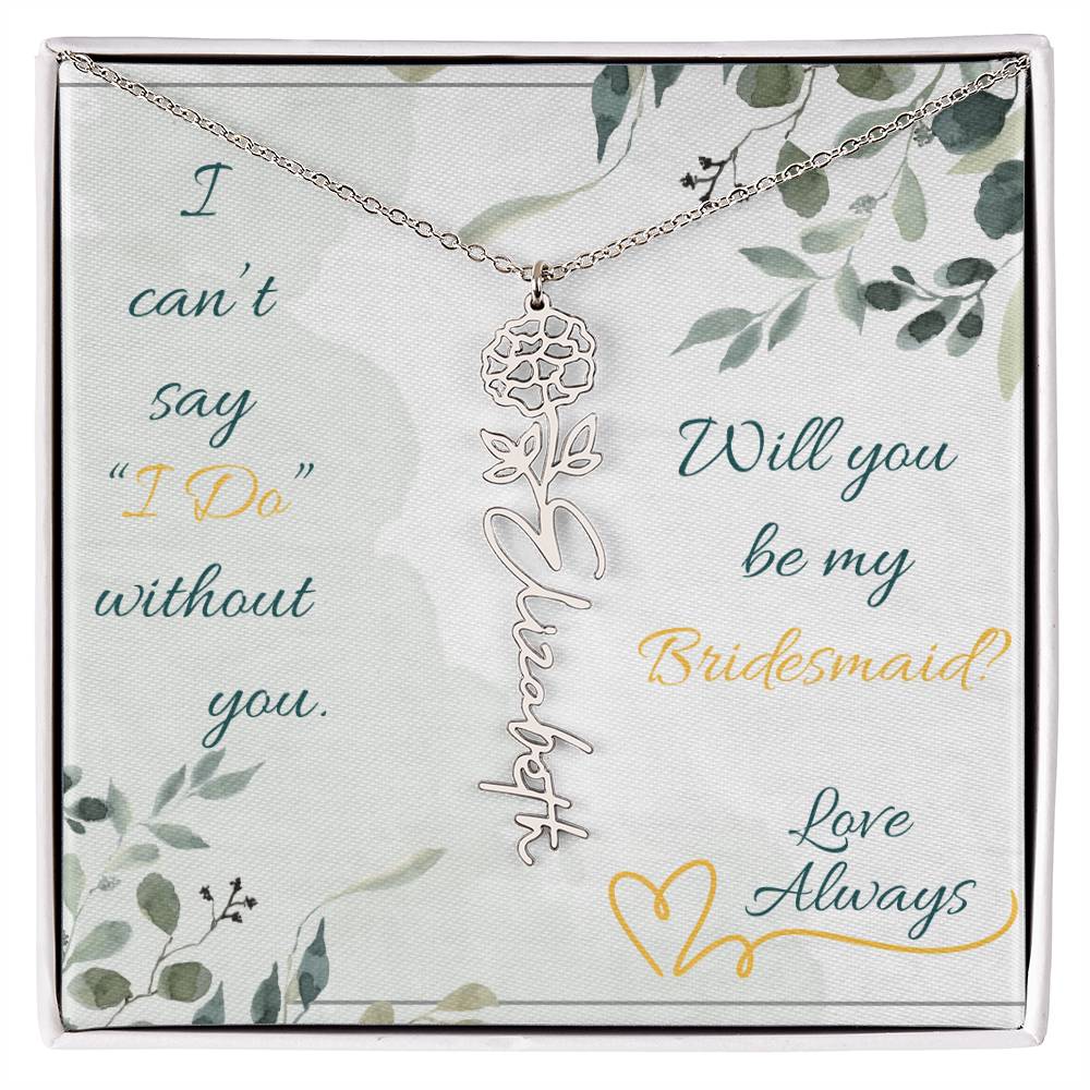 Bridesmaid - Flower Name Necklace