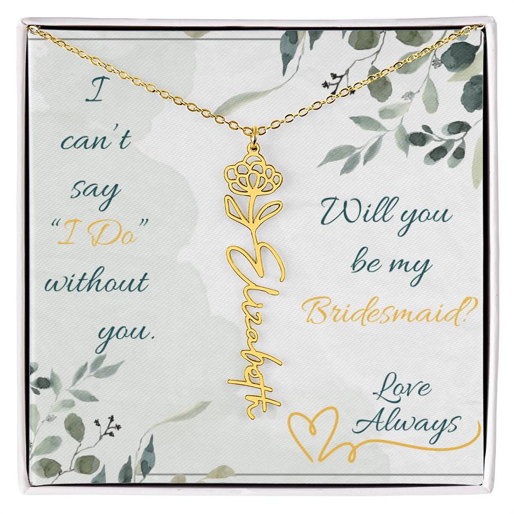 Bridesmaid - Flower Name Necklace