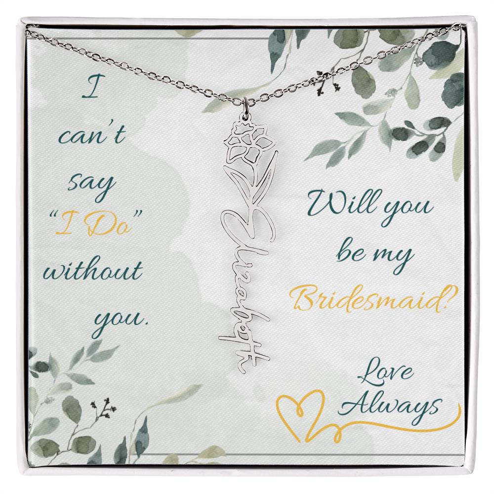 Bridesmaid - Flower Name Necklace