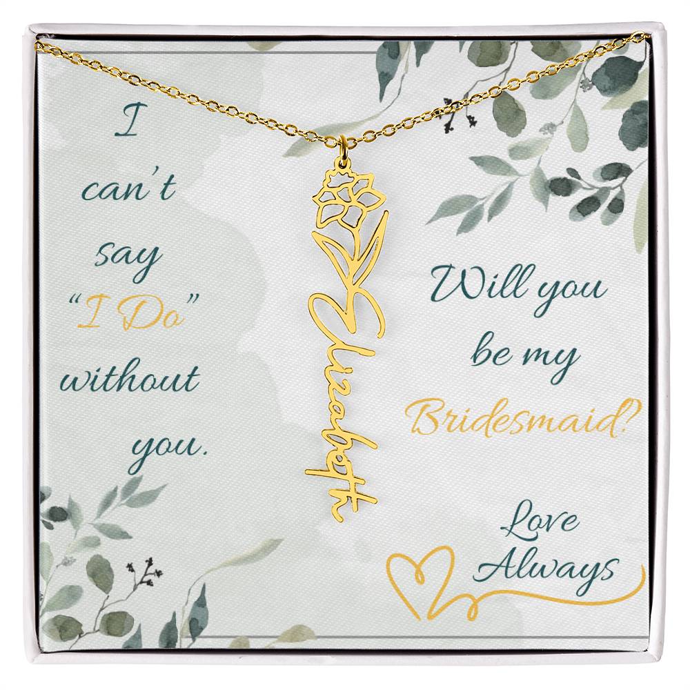 Bridesmaid - Flower Name Necklace