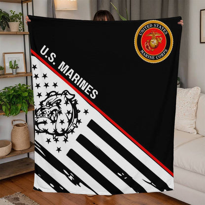 U.S. MARINES (Bull Dog)-Jersey Fleece Blanket