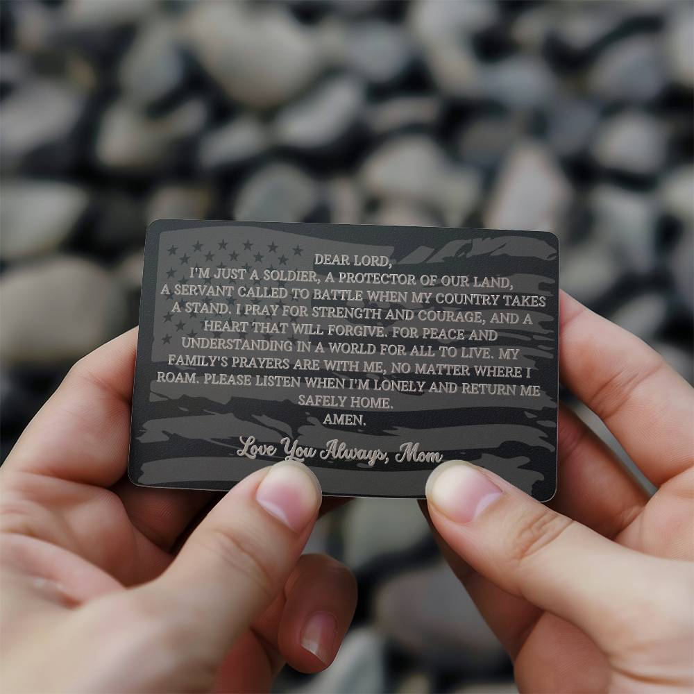 Protector of Our Land Prayer (Love Mom) - Metal Wallet Card