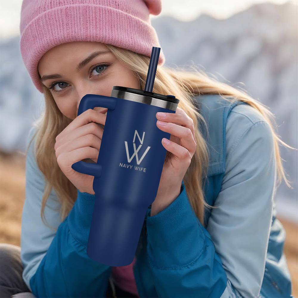 Navy Wife Monogram Tumbler